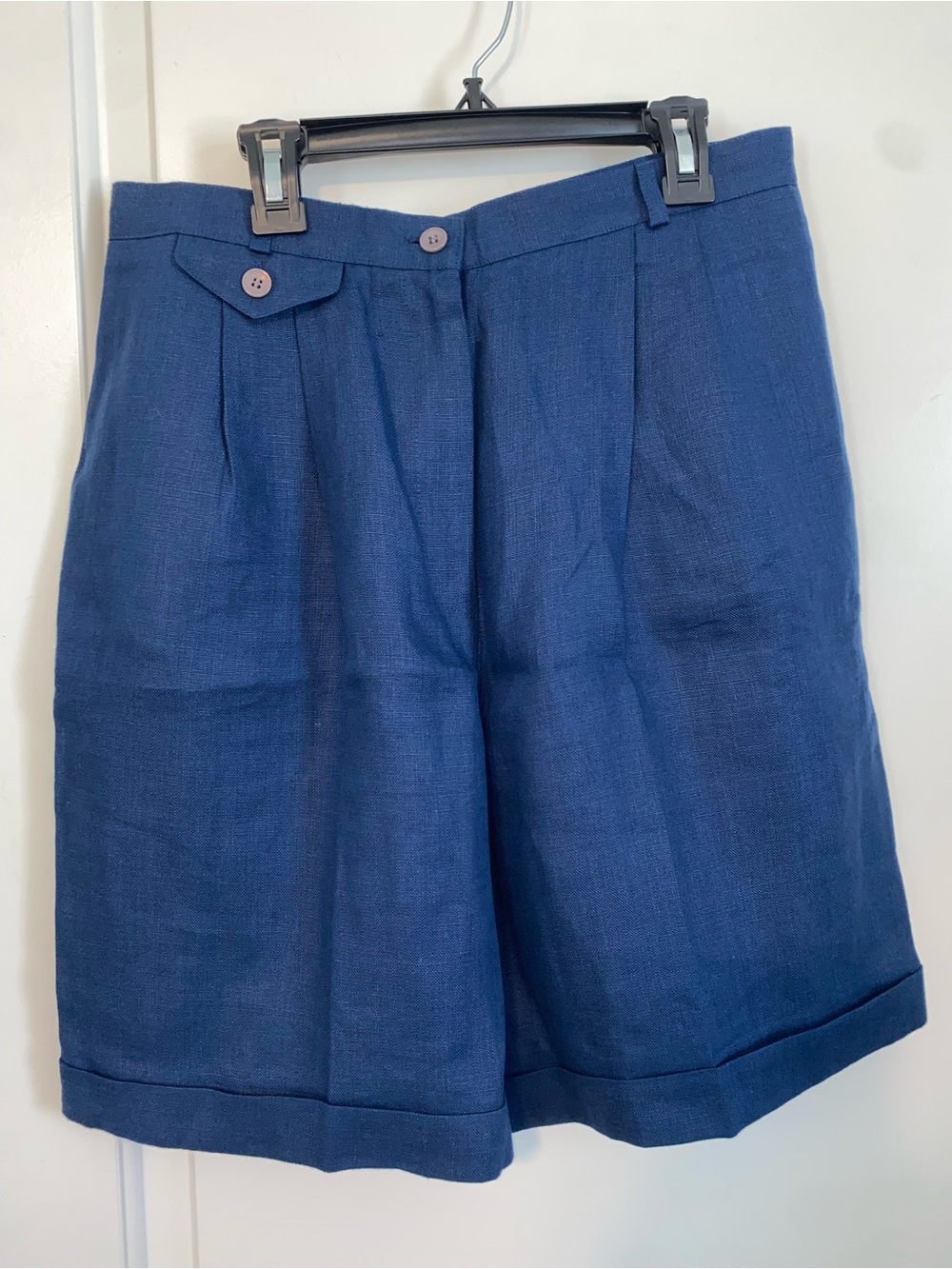 Talbots Navy Linen Petite Bermuda Shorts